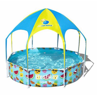 Piscina cu cadru metalic Bestway SteelPro, cu pavilion, albastru 244x51 cm