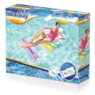 Saltea gonflabila piscina, Bestway, pentru plaja sau piscina, 147x84 cm, spatar si cotiere