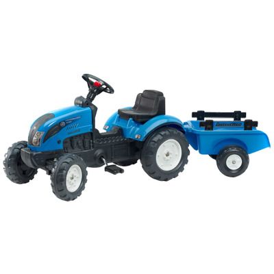 Tractor cu pedale pentru copii, Falk, Landini cu remorca, albastru