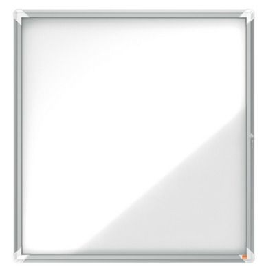 Avizier NOBO Premium Plus, exterior, otel emailat, 12x A4, cu usa si cheie, magnetic, alb