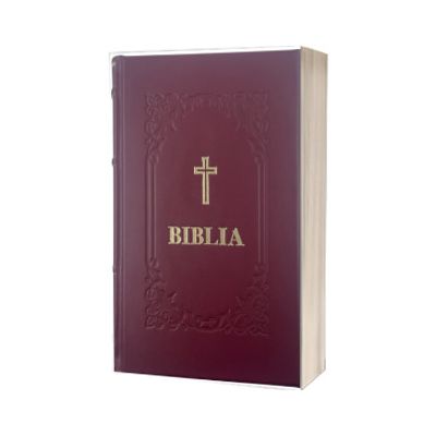 Biblia format A4 legata in piele naturala grena