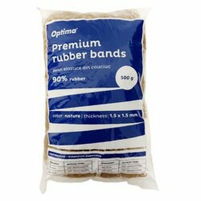 Elastice pentru bani, 90% cauciuc, 500gr/punga, D 50, grosime 1.5mm x 1.5mm, Optima - natural