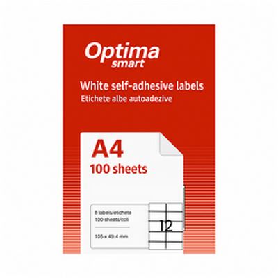 Etichete albe autoadezive 12/A4, 105 x 49.5 mm, 100 coli/top