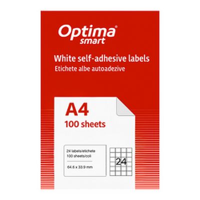 Etichete albe autoadezive 24/A4, 64.6 x 33.9 mm, 100 coli/top