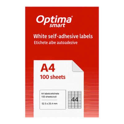Etichete albe autoadezive 44/A4, 52.5 x 25.4 mm, 100 coli/top