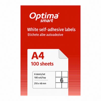 Etichete albe autoadezive 6/A4, 210 x 48 mm, 100 coli/top