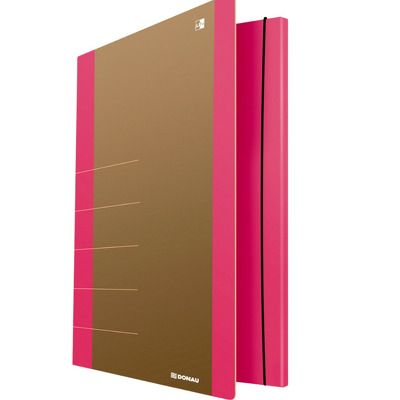 Mapa din carton, cu elastic, 500gsm, 250 x 350mm cu margine roz