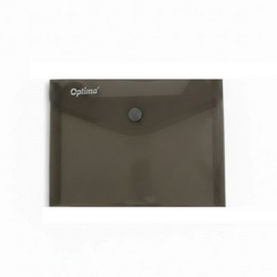 Mapa PP protectie documente A6 landscape, inchidere cu capsa, 10/set, Optima - fumuriu