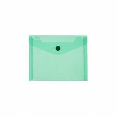 Mapa PP protectie documente A6 landscape, inchidere cu capsa, 10/set, Optima - verde transparent