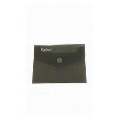 Mapa PP protectie documente A7 landscape, inchidere cu capsa, 10/set, Optima - fumuriu