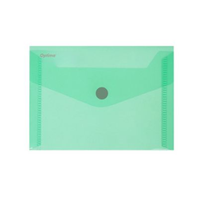 Mapa PP protectie documente A7 landscape, inchidere cu capsa, 10/set, Optima - verde transparent