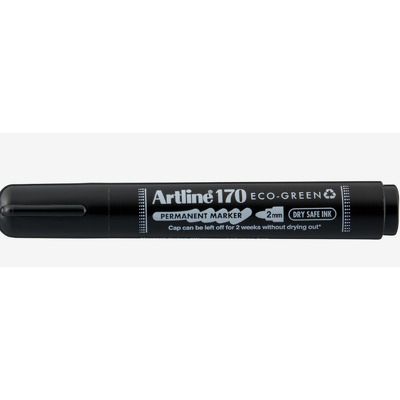 Permanent marker 170 Eco Green - Dry safe 2 weeks, corp plastic, varf rotund 2.0mm - negru