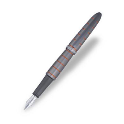 Stilou Elox Ring, cu penita M, din otel inoxidabil - grey orange