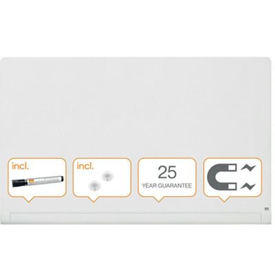 Tabla NOBO Impression Pro Widescreen 85, sticla,190x100cm, magnetica, colturi rotunjite accesorii, alb