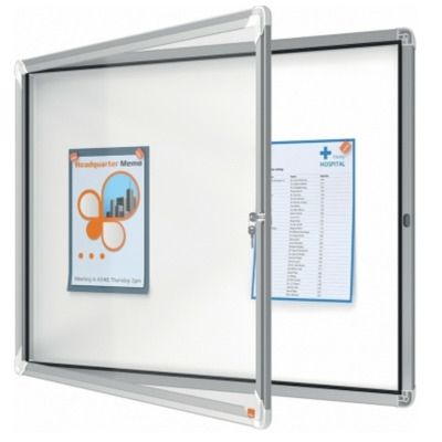 Avizier Premium Plus, interior, otel emailat, 8x A4, cu usa si cheie, magnetic, alb