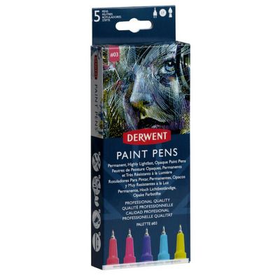 Liner Derwent Professional, 0.5 mm, pentru suprafete multiple, 5 buc/set, culori mate, varianta 3