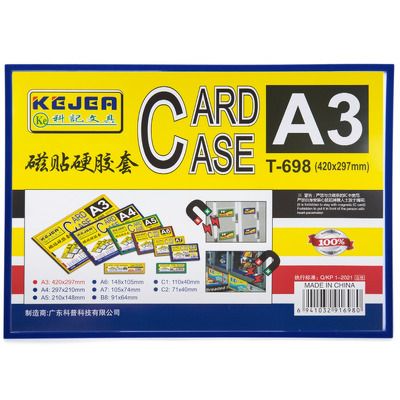 Buzunar magnetic A3, transparent, din ABS+PVC, margine albastra