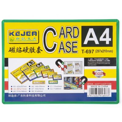 Buzunar magnetic A4, transparent, din ABS+PVC, margine verde
