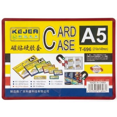 Buzunar magnetic A5, transparent, din ABS+PVC, margine rosie