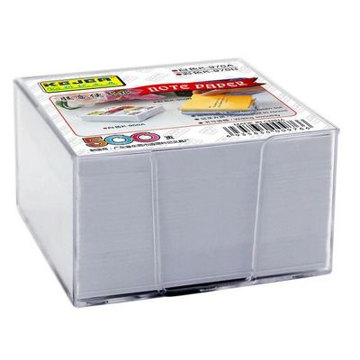 Cub hartie cu suport plastic, 75x75x50mm, hartie culoare alba