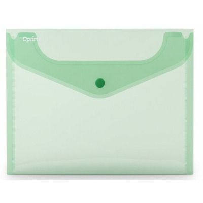 Mapa PP protectie documente A5 landscape, inchidere cu capsa, 10/set, verde transparent
