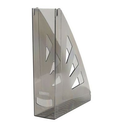 Suport vertical plastic pentru cataloage - fumuriu
