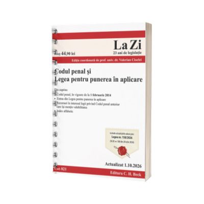 Codul penal si Legea pentru punerea in aplicare
